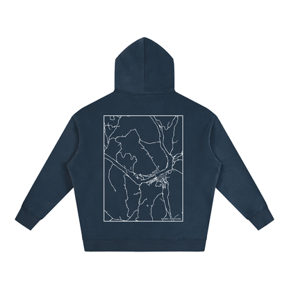 Harmony map hoodie, back print - Navy Blue