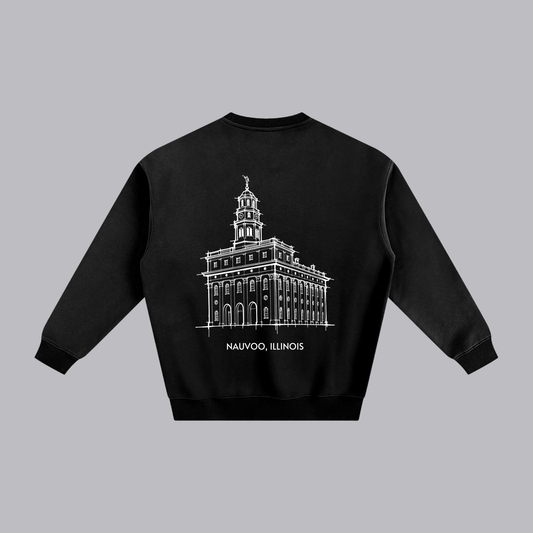 Nauvoo Temple back print flat lay - Black