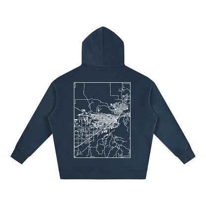 Billings map hoodie, back print - Navy Blue