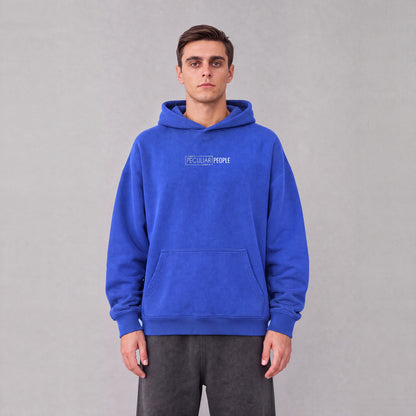 Gilbert map hoodie, front logo on model - Royal Blue
