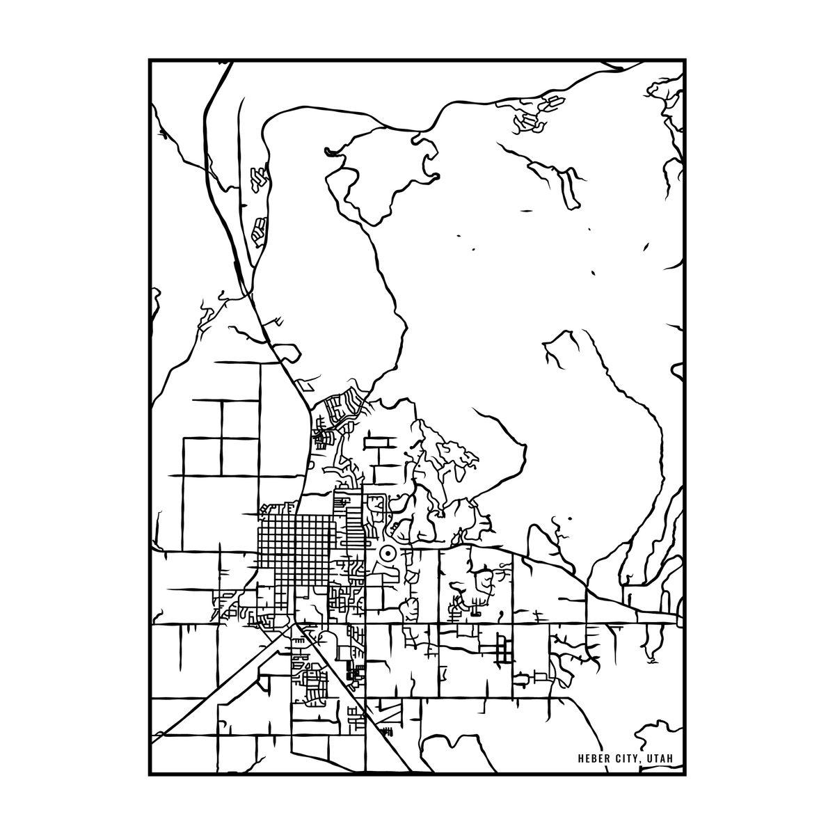 City map art close-up - Heber City
