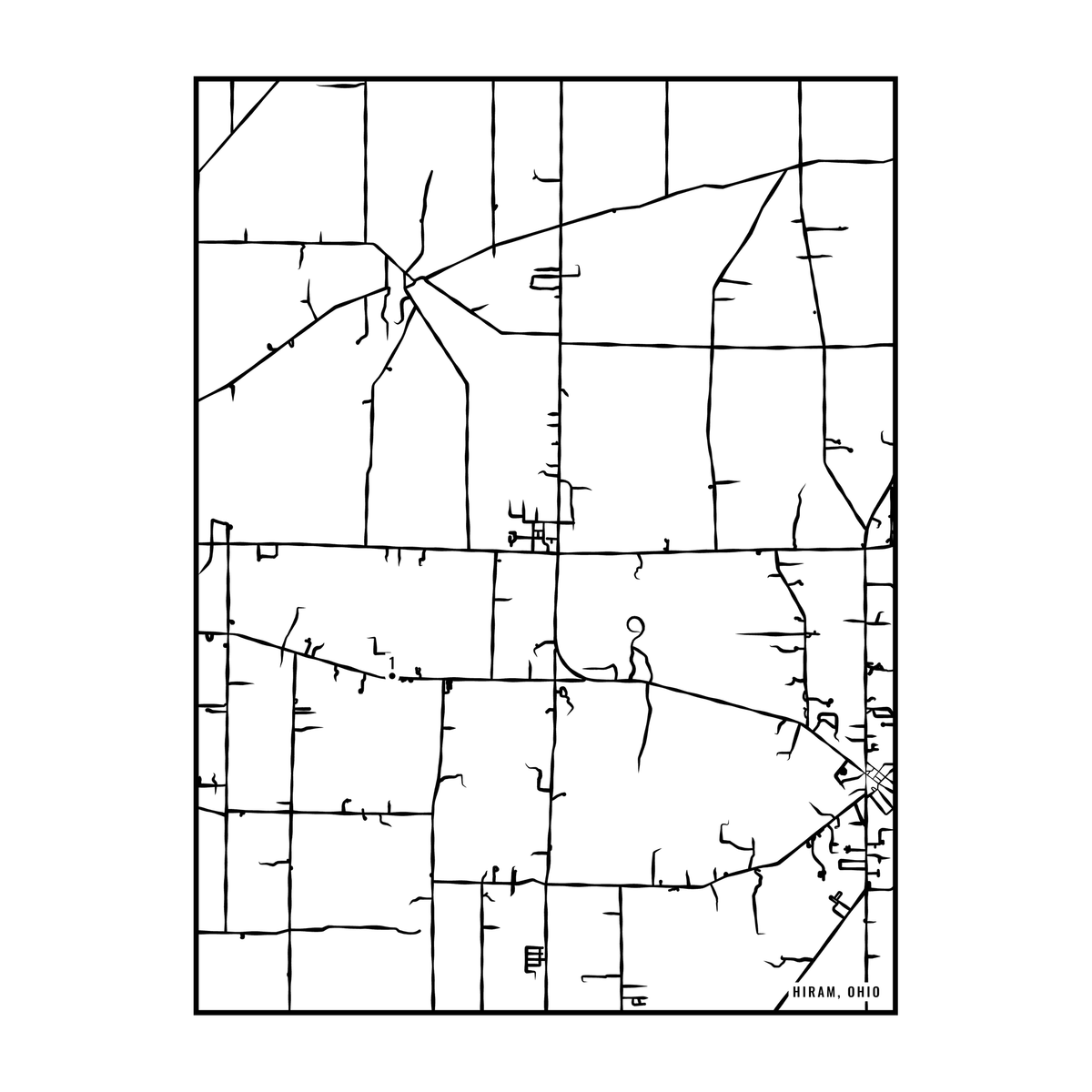 City map art close-up - Hiram