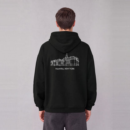 Palmyra Temple back print on model - Black