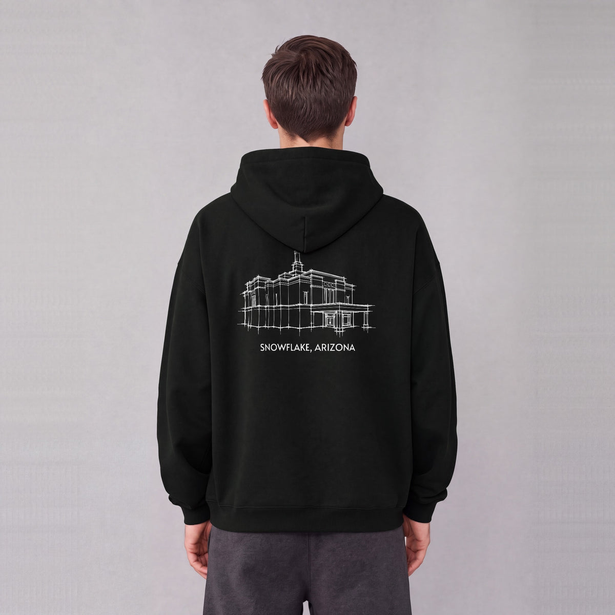 Snowflake Temple back print on model - Black