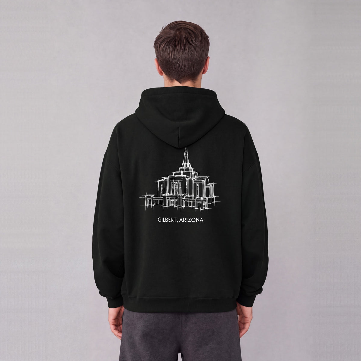 Gilbert Temple back print on model - Black