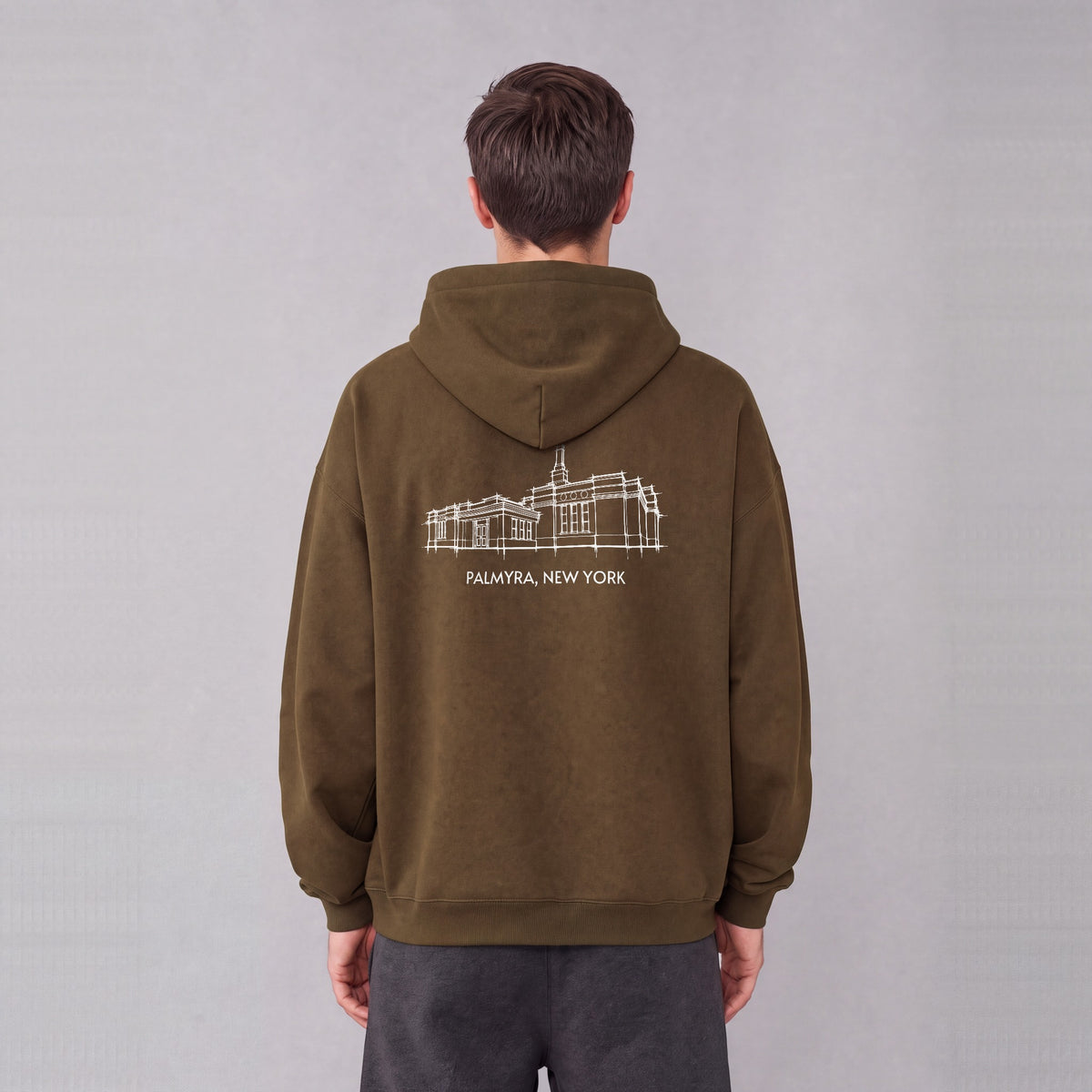 Palmyra Temple back print on model - Coffee