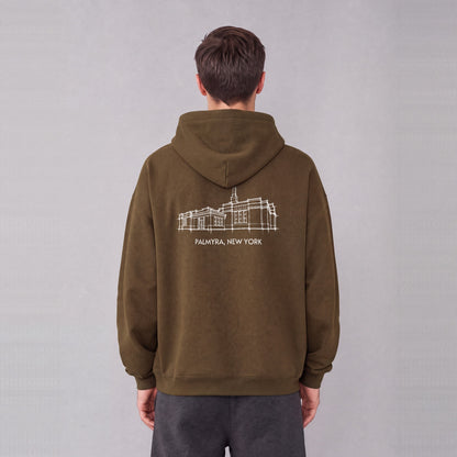 Palmyra Temple back print on model - Coffee