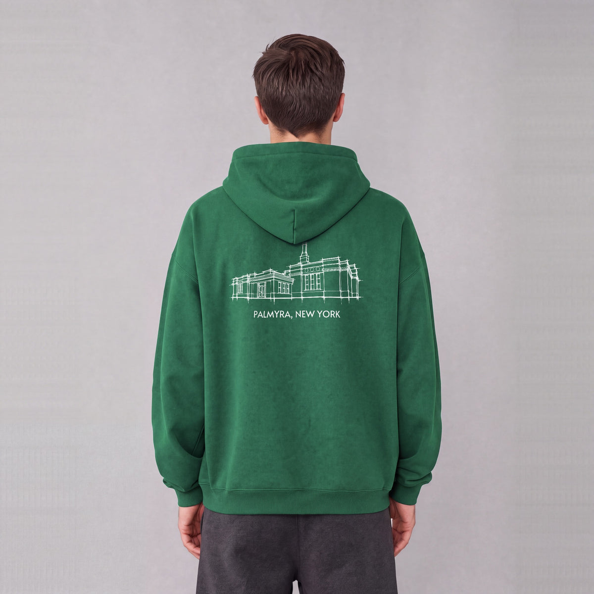 Palmyra Temple back print on model - Eden Green