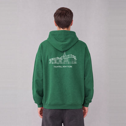 Palmyra Temple back print on model - Eden Green