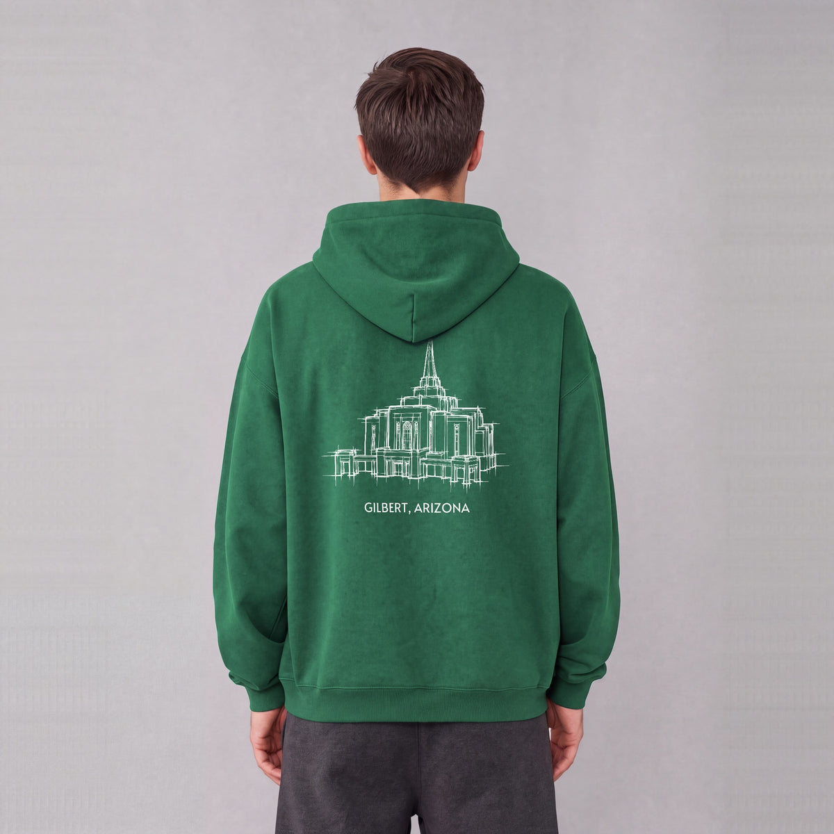 Gilbert Temple back print on model - Eden Green