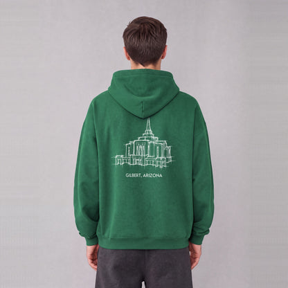 Gilbert Temple back print on model - Eden Green