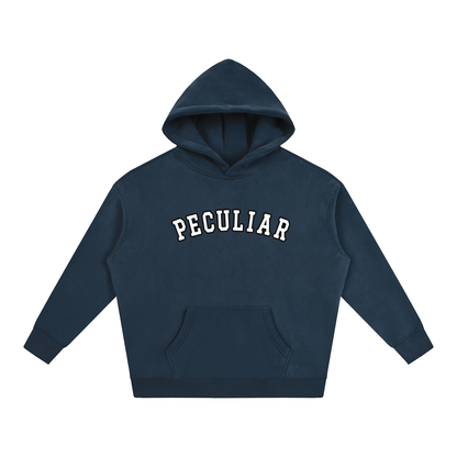 "Peculiar" collegiate hoodie flat lay - Navy Blue