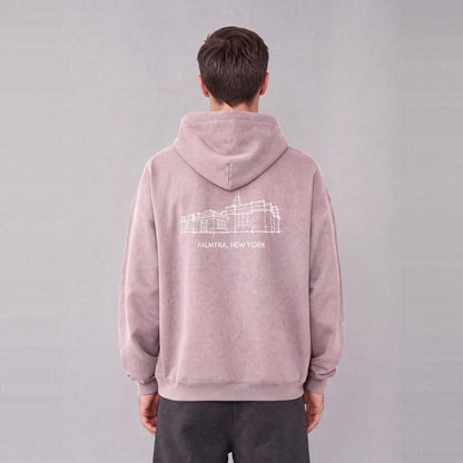Palmyra Temple back print on model - Mauve