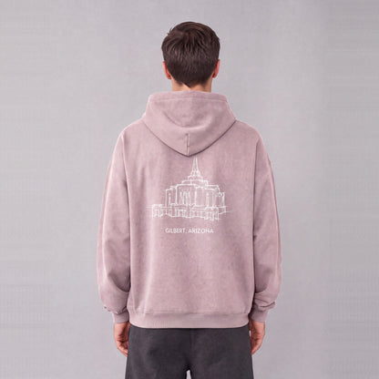 Gilbert Temple back print on model - Mauve