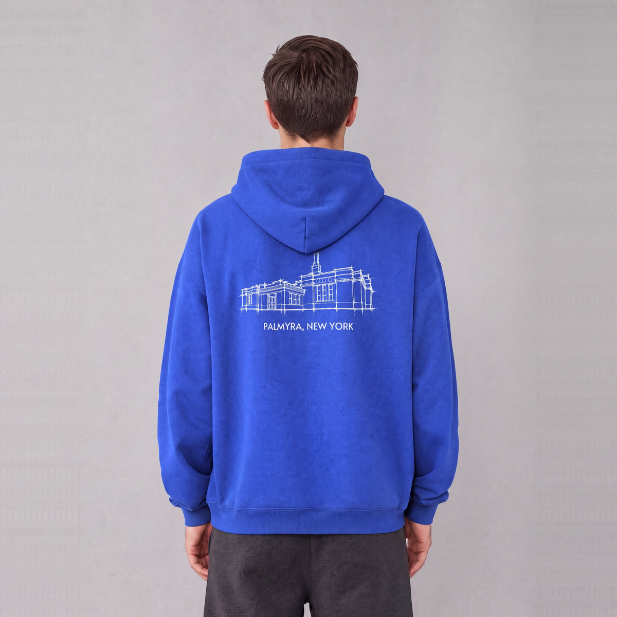 Palmyra Temple back print on model - Royal Blue