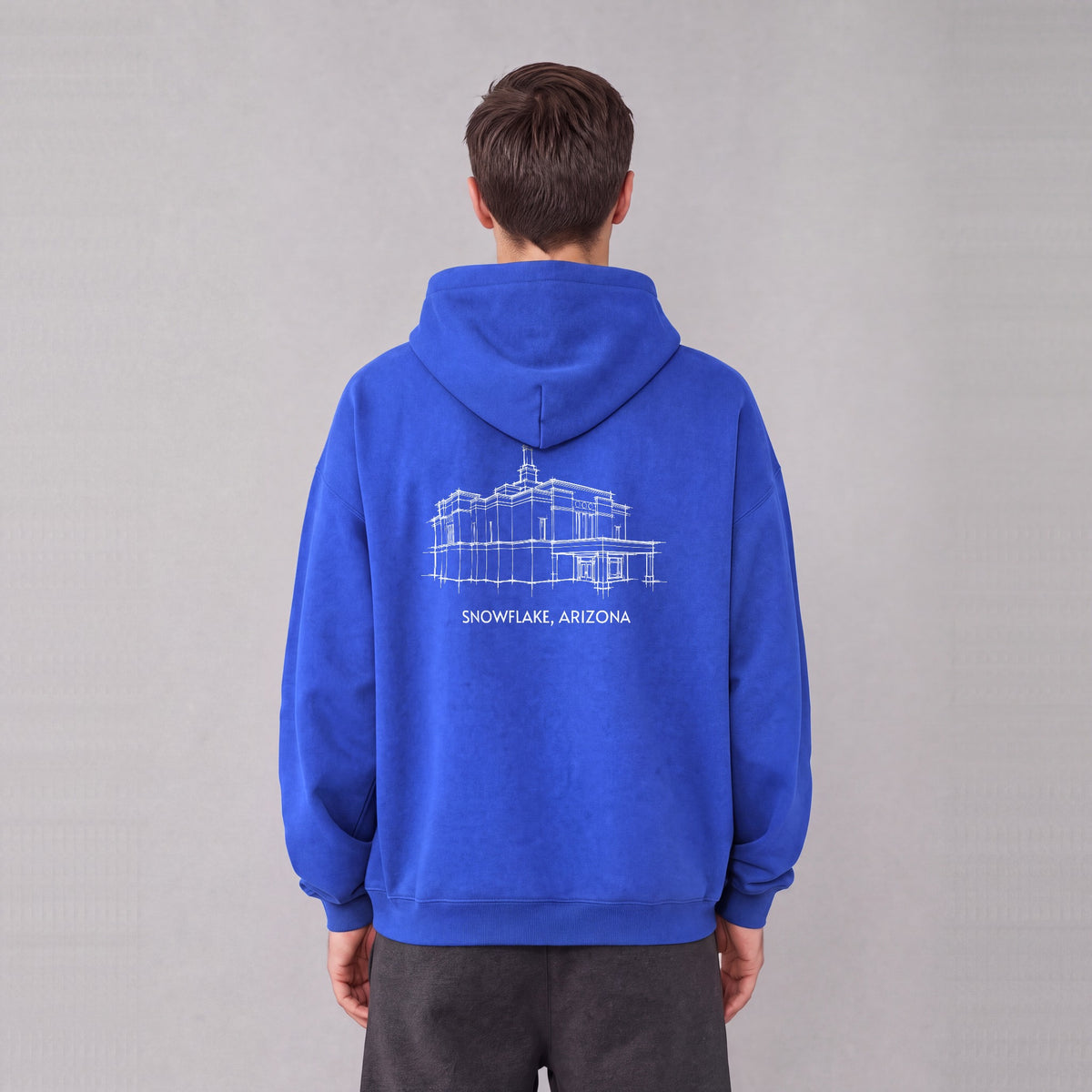 Snowflake Temple back print on model - Royal Blue