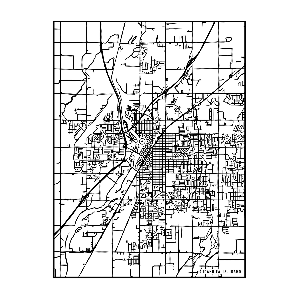 City map art close-up - Idaho Falls