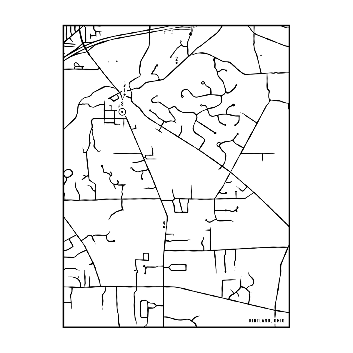 City map art close-up - Kirtland