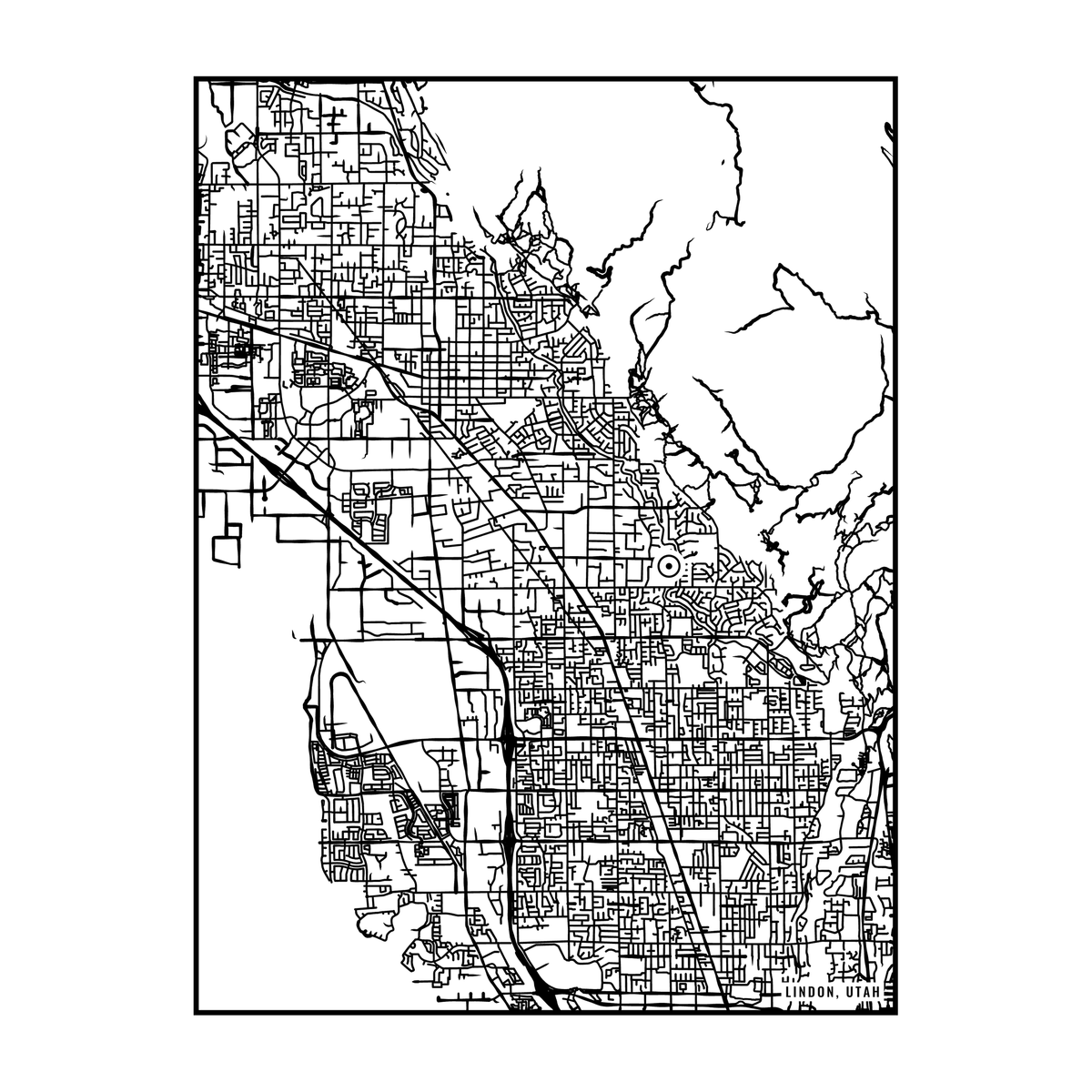 City map art close-up - Lindon