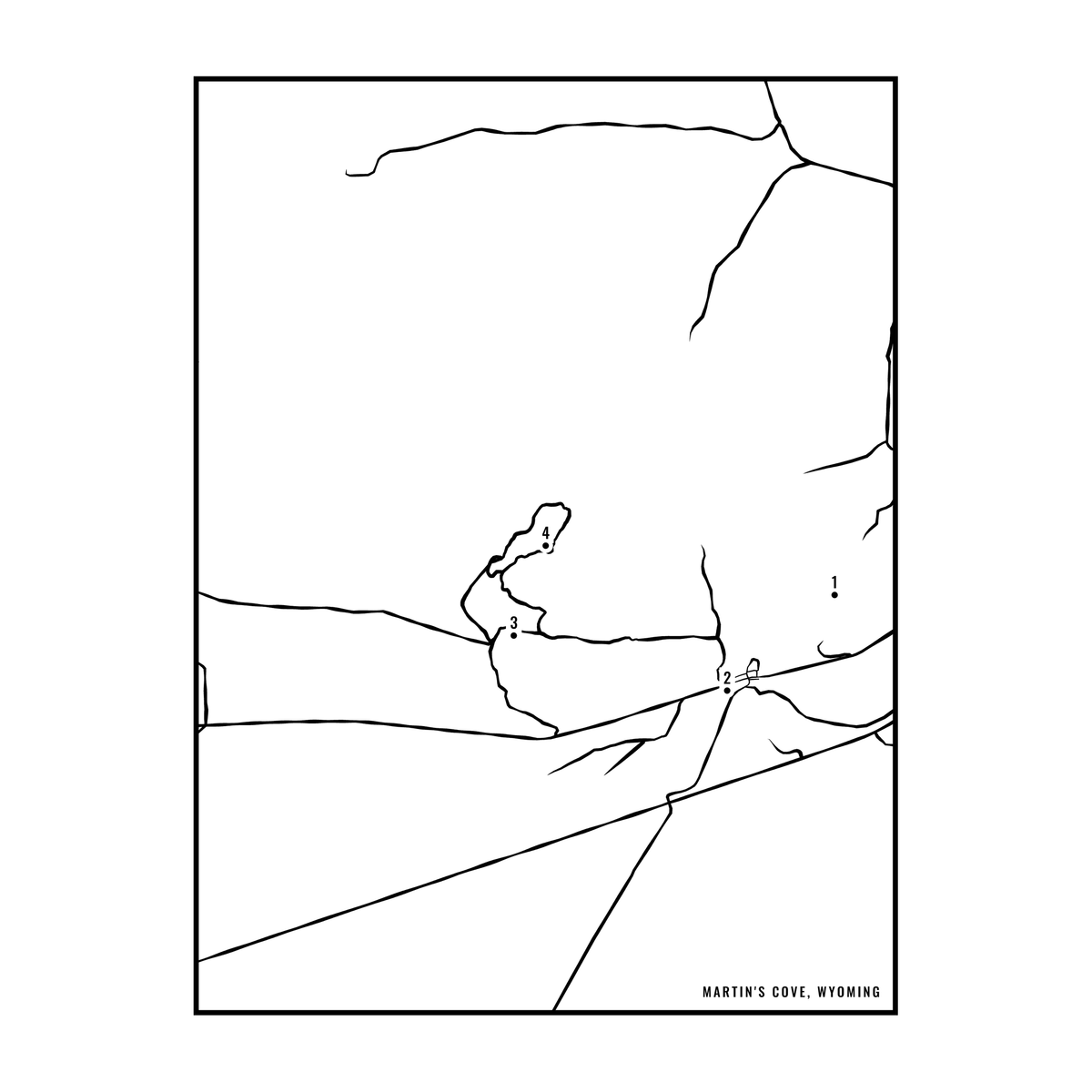 City map art close-up - Martin's Cove