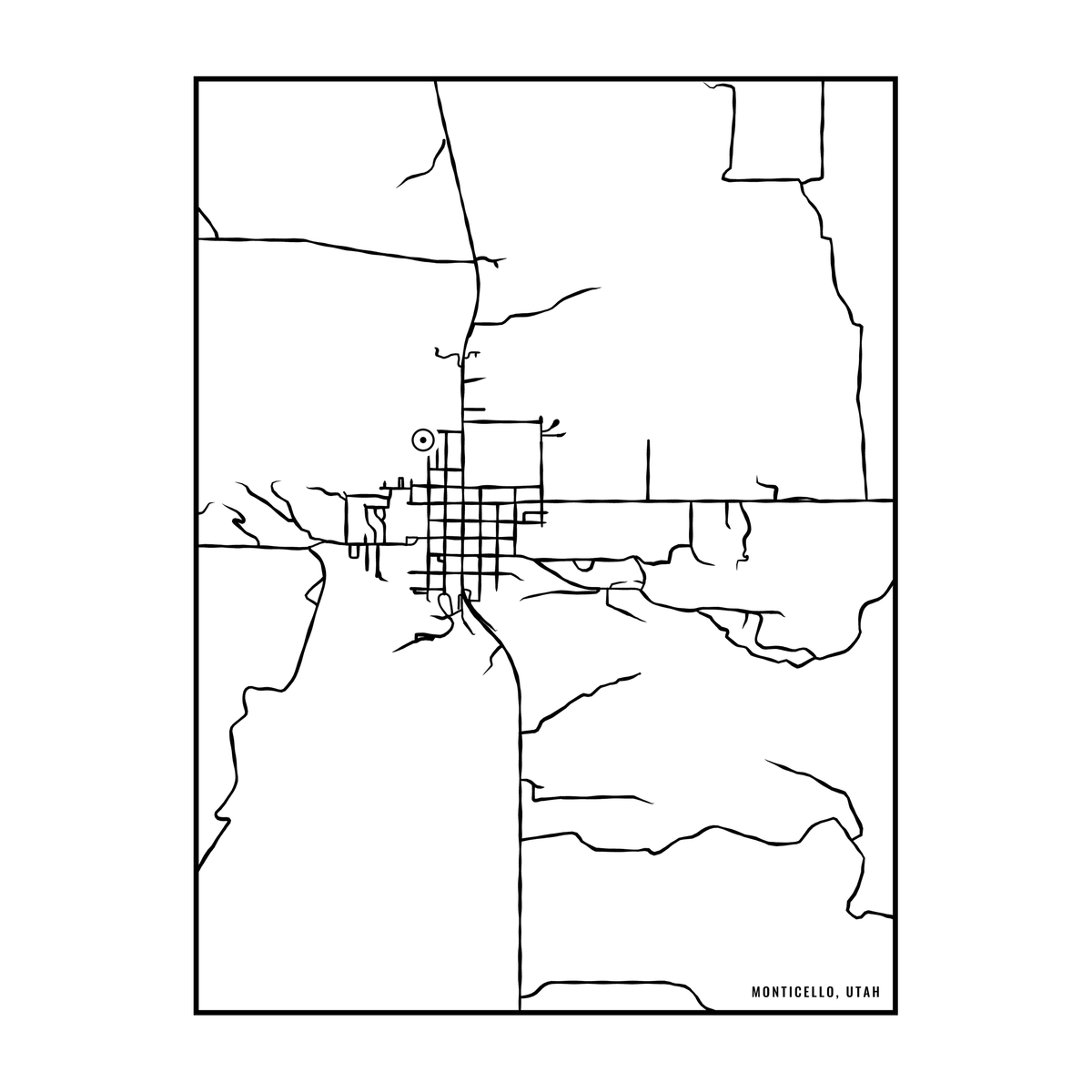 City map art close-up - Monticello