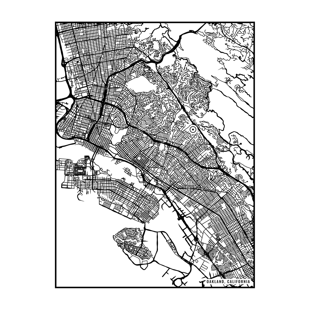 City map art close-up - Oakland
