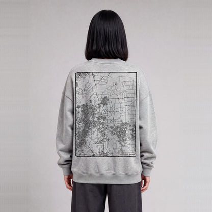 Independence map sweatshirt, back print on model - Heather Gray