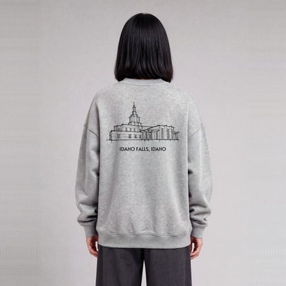 Idaho Falls Temple back print on model - Heather Gray