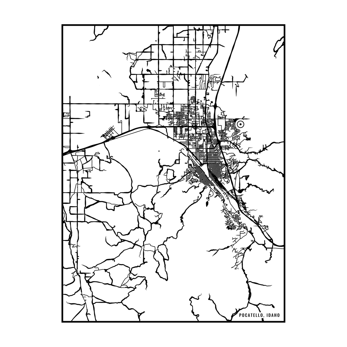 City map art close-up - Pocatello