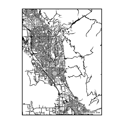 City map art close-up - Provo