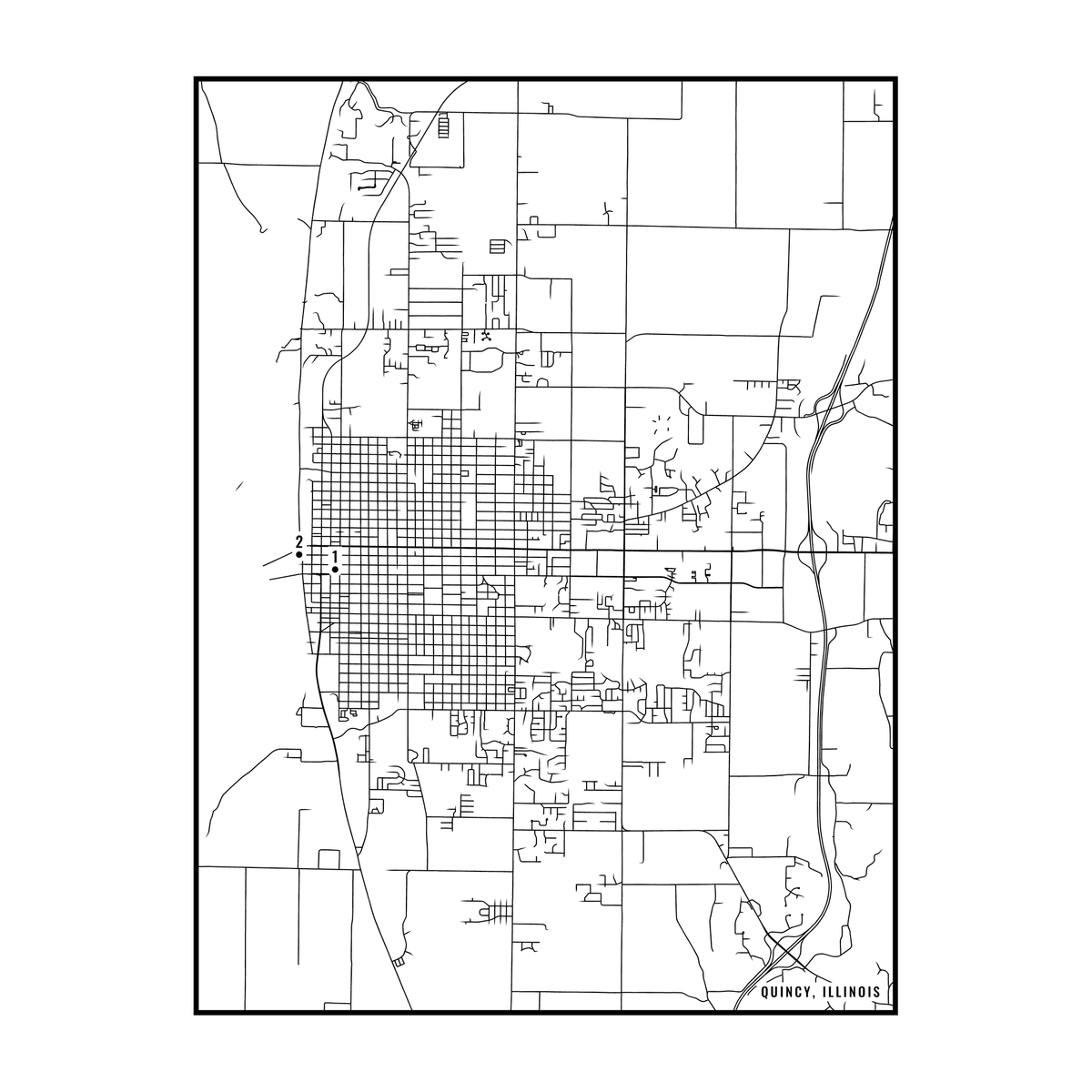City map art close-up - Quincy