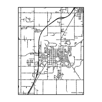 City map art close-up - Rexburg