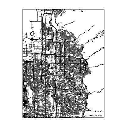 City map art close-up - Salt Lake City