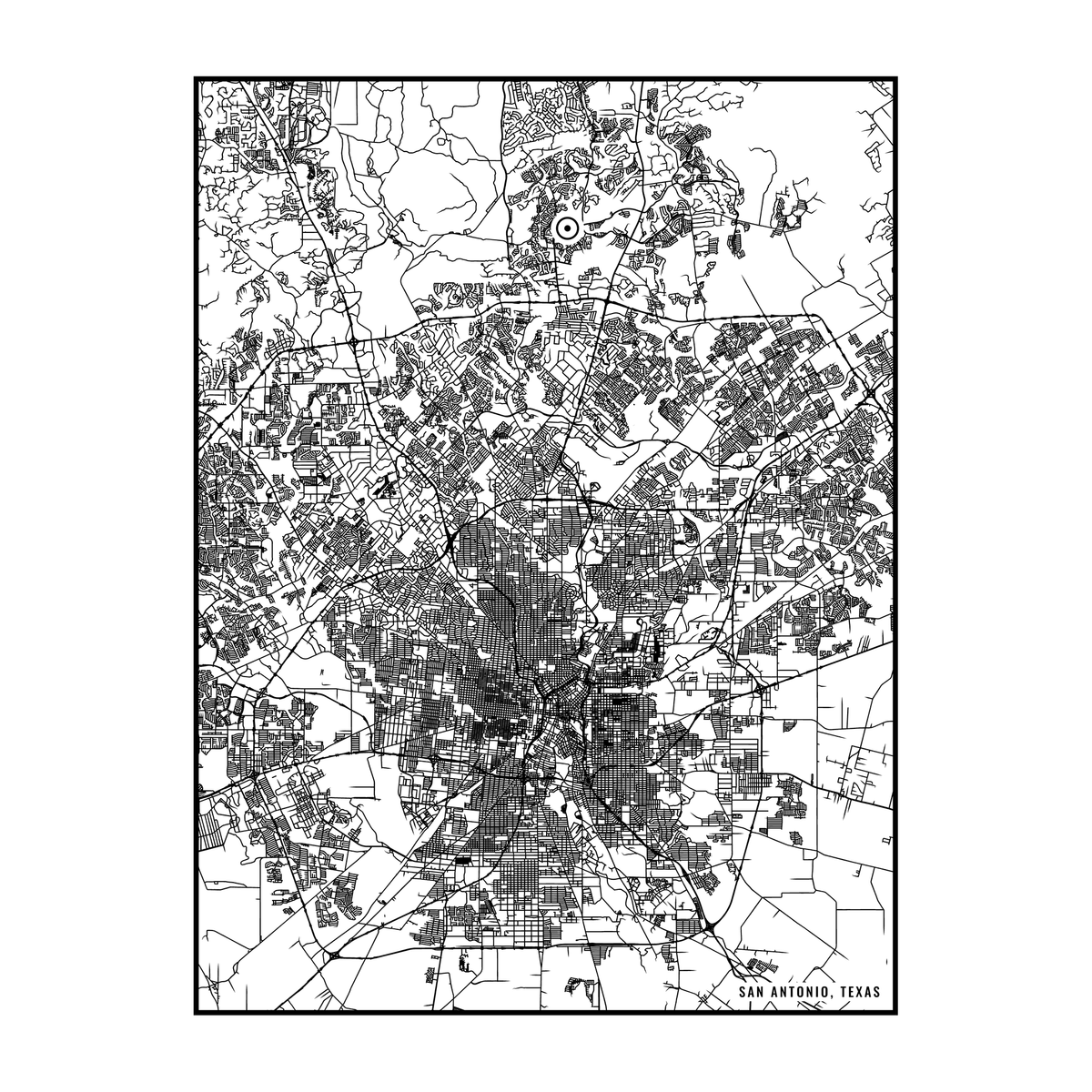City map art close-up - San Antonio
