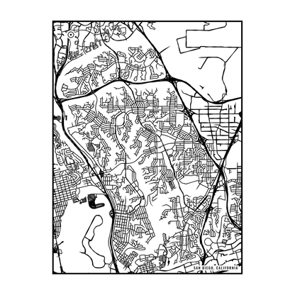 City map art close-up - San Diego