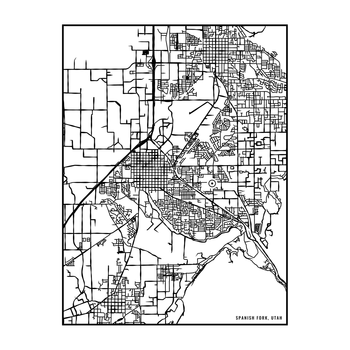 City map art close-up - Spanish Fork