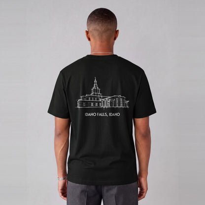 Idaho Falls Temple back print on model - Black