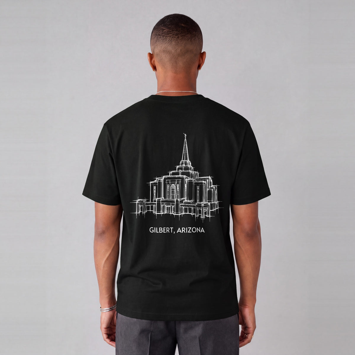 Gilbert Temple back print on model - Black