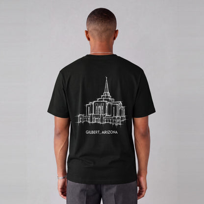 Gilbert Temple back print on model - Black