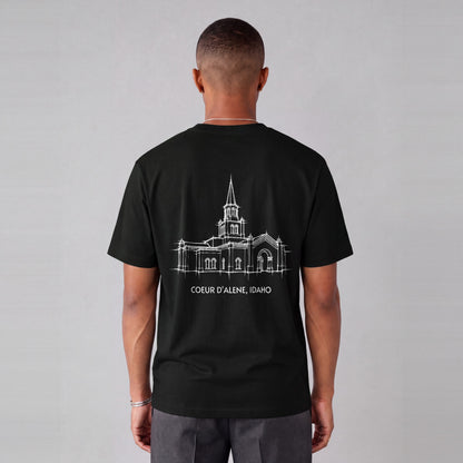 Coeur d'Alene Temple back print on model - Black