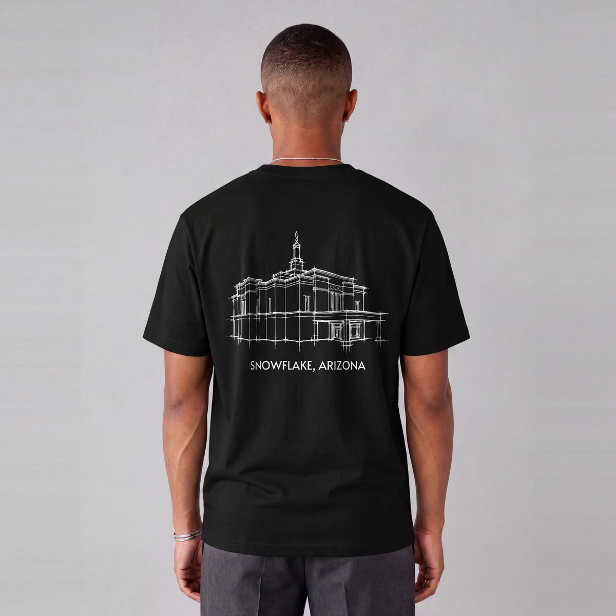 Snowflake Temple back print on model - Black