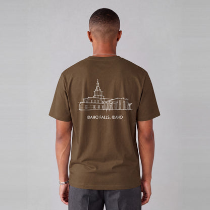 Idaho Falls Temple back print on model - Coffee