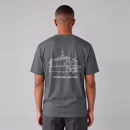 Snowflake Temple back print on model - Charcoal