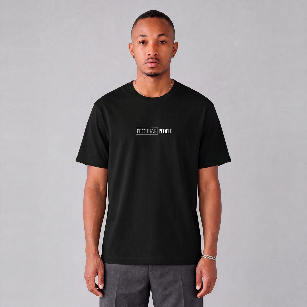 Pocatello Temple chest logo on model - Black