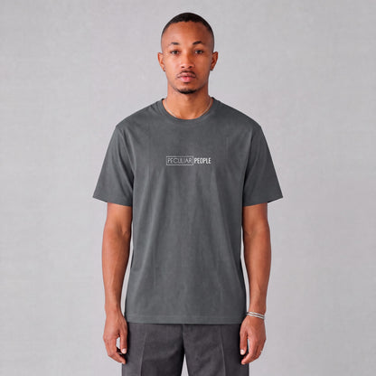 Snowflake Temple chest logo on model - Charcoal
