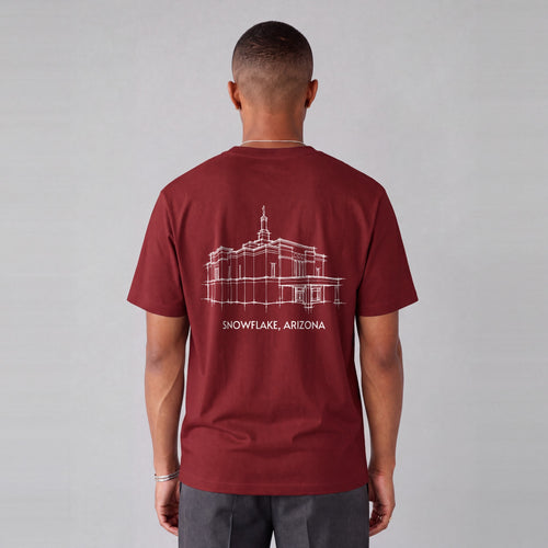 Snowflake Temple back print on model - Maroon