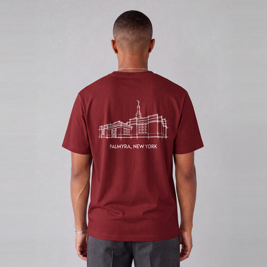 Palmyra Temple back print on model - Maroon