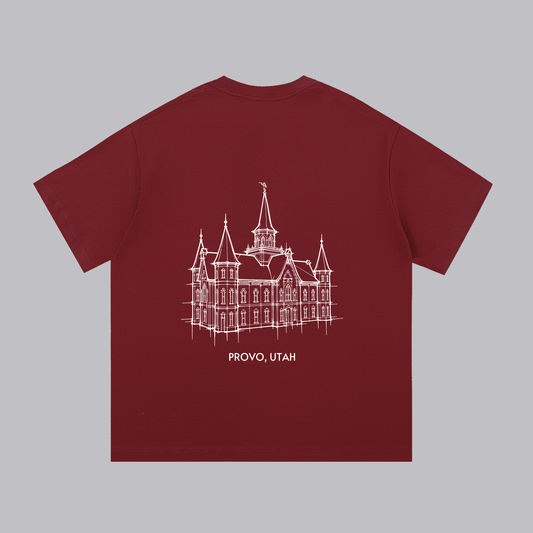 Provo City Center Temple back print flat lay - Maroon