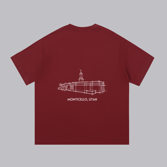 Monticello Temple back print flat lay - Maroon