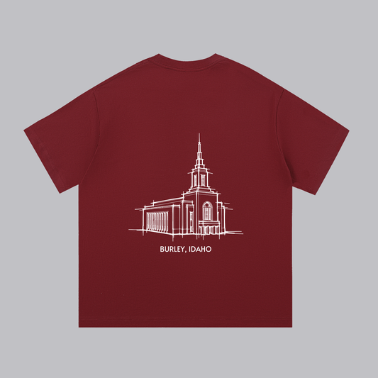 Burley Temple back print flat lay - Maroon